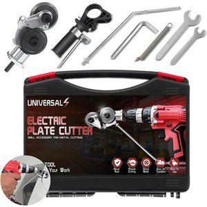 Electric Drill Plate Cutter, Universal Metal Nibbler Drill Attachment w/ Adapter